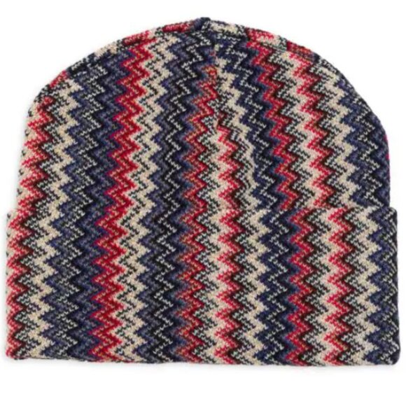 $265 Authentic MISSONI New Multicolored Red Blue Navy Beige Beanie Hat Zig Zag - Picture 5 of 9